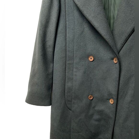 Vintage 100% Wool John Weitz Long Gray Double Breasted Peacoat Winter Coat Fall - Picture 2 of 8